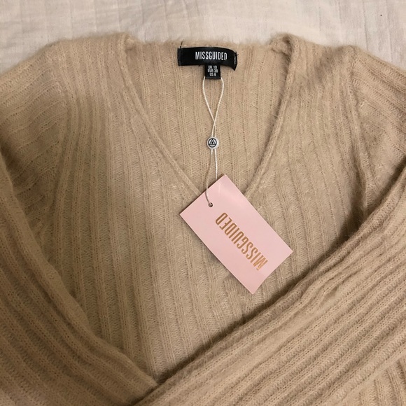 Stone Co ord Fluffy Ribbed Long Sleeve Knitted Top - Picture 2 of 2